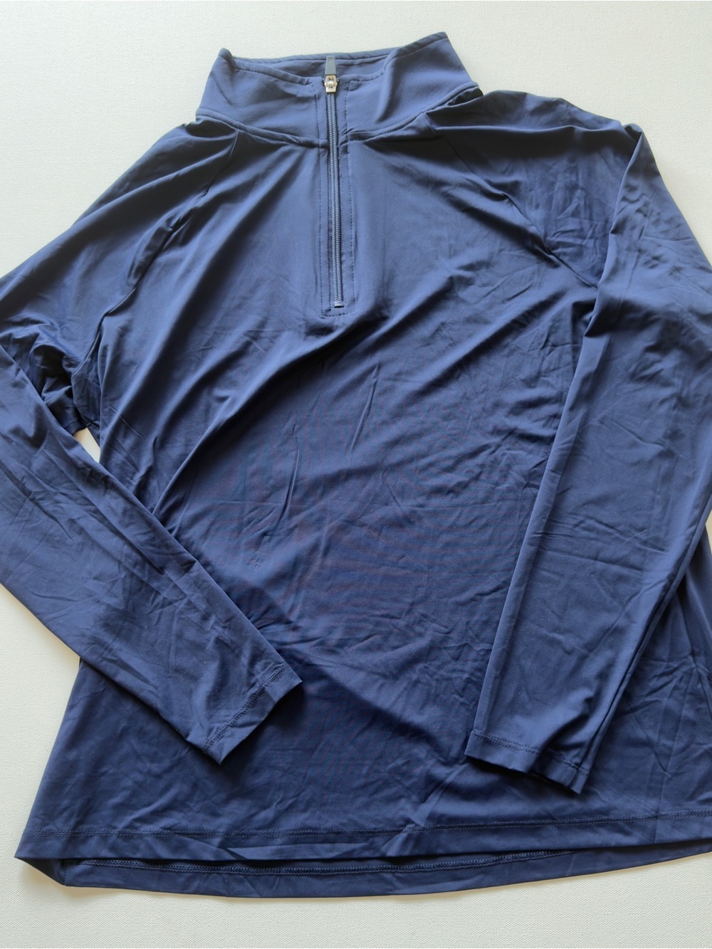 NWT Women's Lands End Navy Quarter-Zip Long Sleeve Top Size Large (C1)
